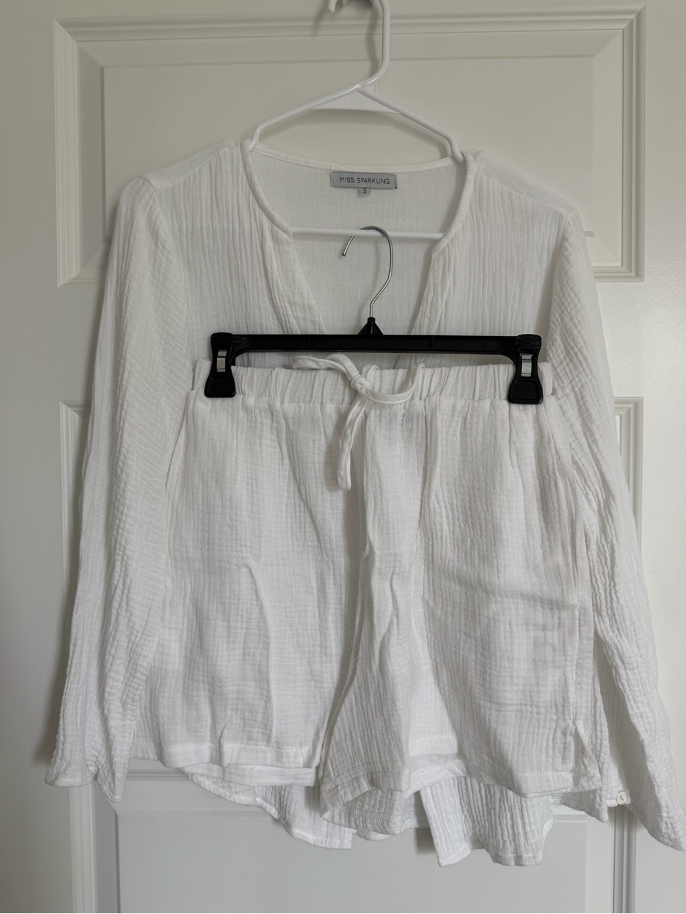 Miss Sparkling White Button-Down Cotton Gauze Shirt